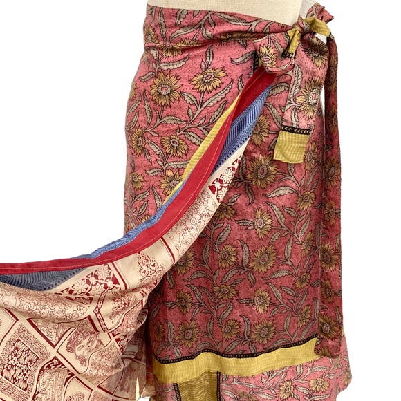 EARTHBOUND Bohemian Mixed Media Reversible Wrap Maxi Skirt - Picture 3 of 12